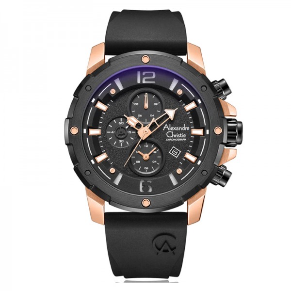 Alexandre Christie AC 6410 Rosegold Black Rubber MCRBRBA